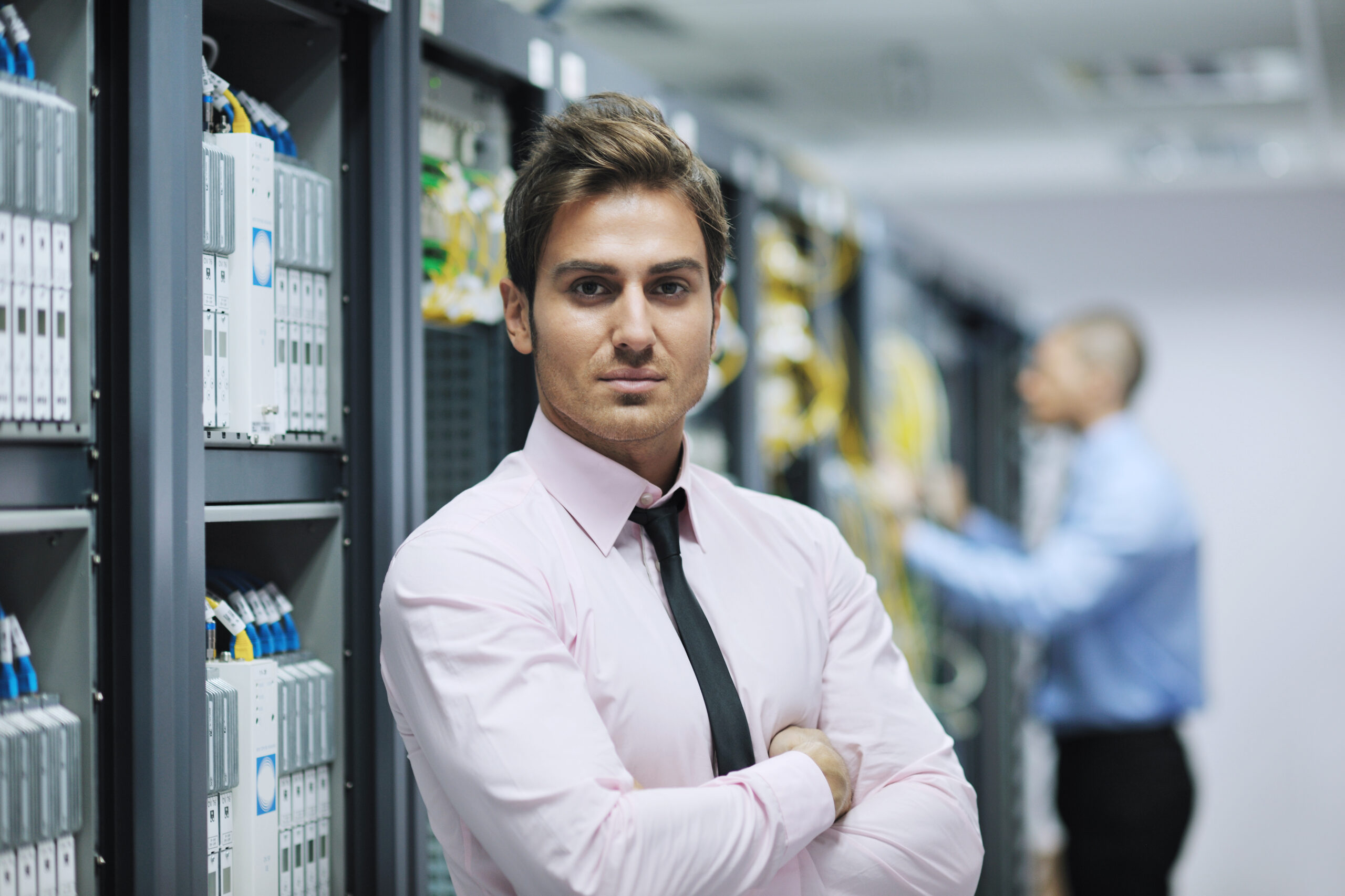 it engineers in network server room